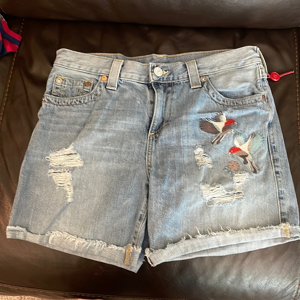 True Religion Women's Jayde Embroidered Denim Jean Short